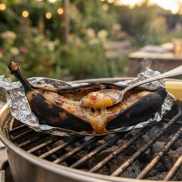 Gebakken banaan op de BBQ recept