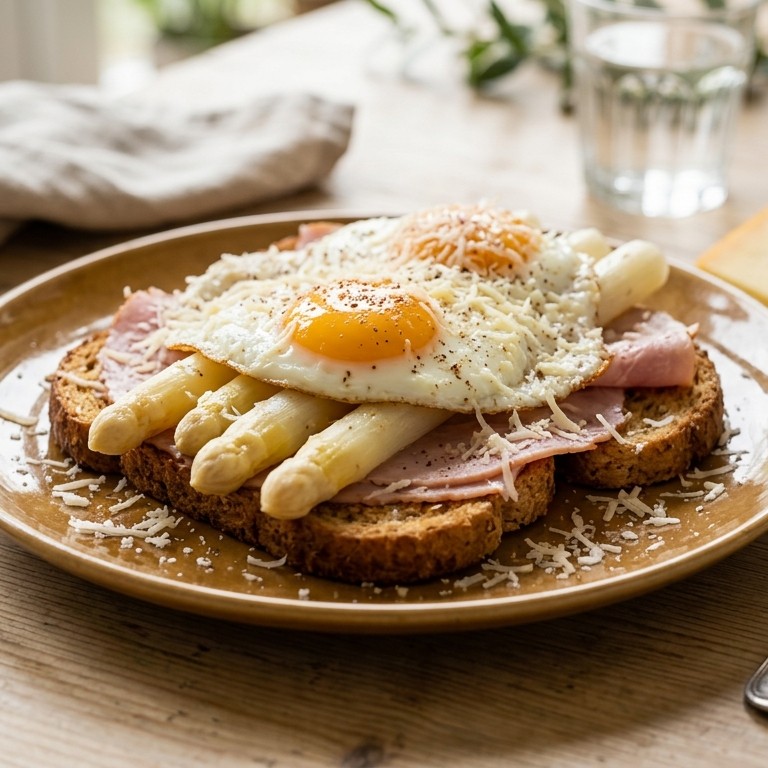 Gebakken brood met asperges recept