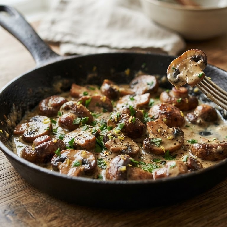 Gebakken champignons met knoflooksaus recept
