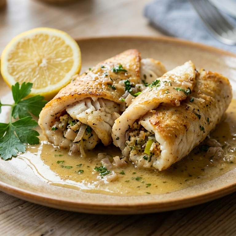 Gebakken gevulde scholrolletjes recept