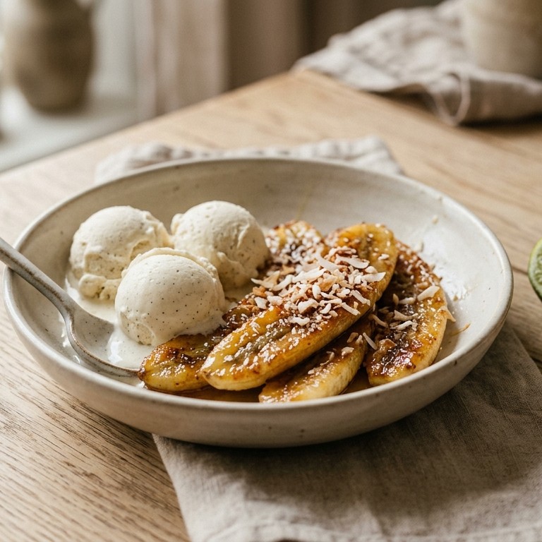 Gebakken honing-kokosbanaan recept
