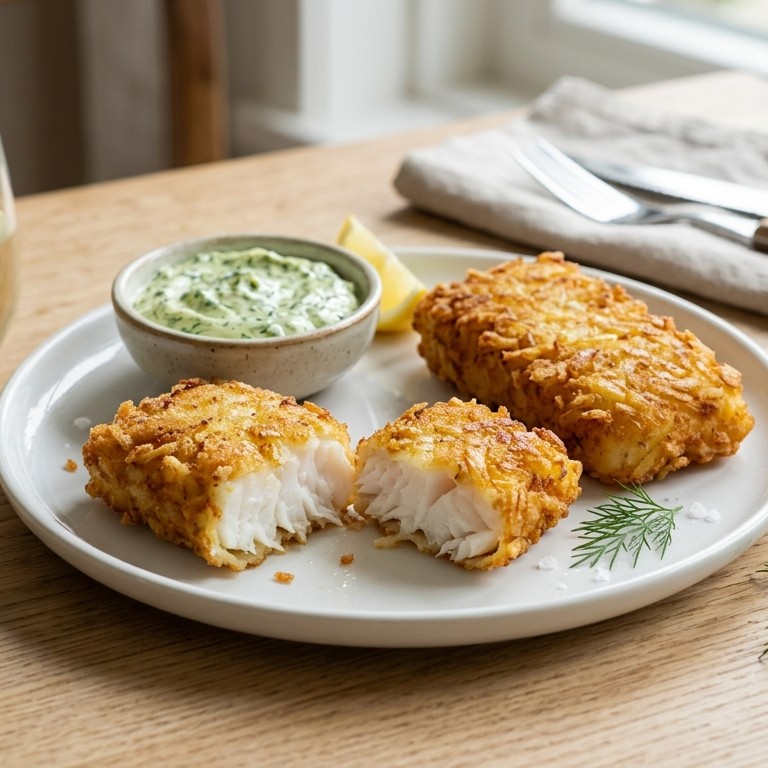 Gebakken kabeljauwfilet in een jasje recept