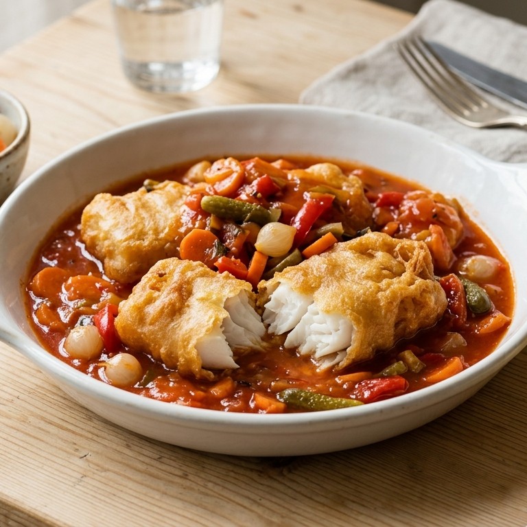 Gebakken kabeljauwfilet in tomatensaus recept