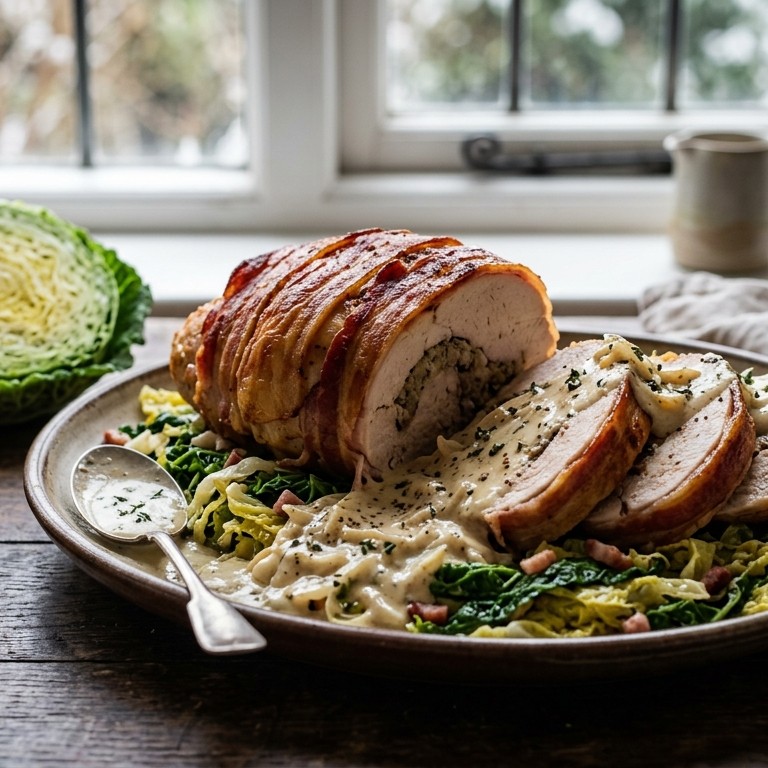 Gebakken kalkoenfborst in uienroomsaus recept