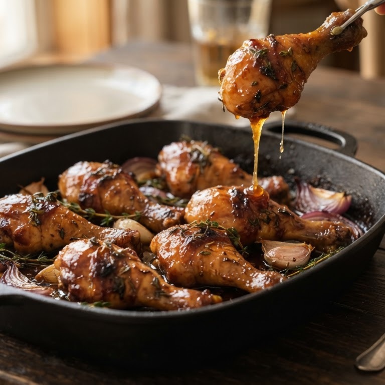 Gebakken kip met honingmosterd recept