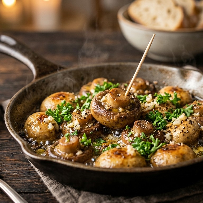 Gebakken knoflookchampignons recept