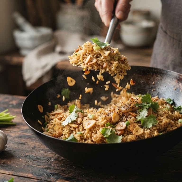 Gebakken Knoflookrijst recept