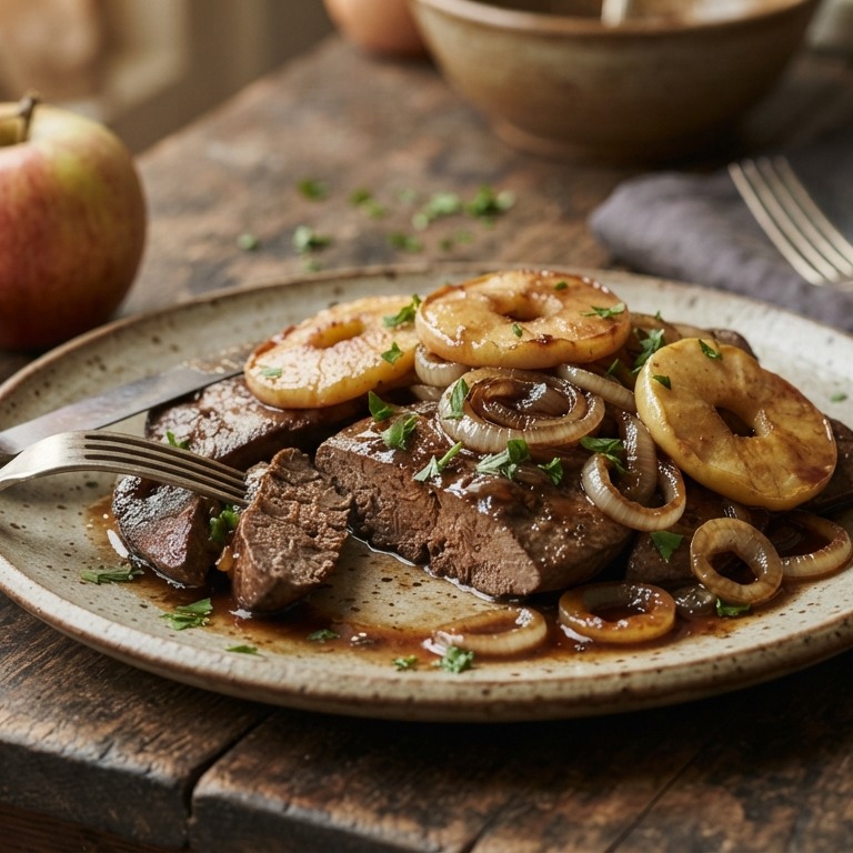 Gebakken lever met ui en appel recept