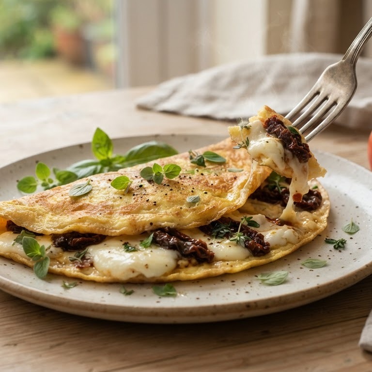 Gebakken omelet met geitenkaas recept