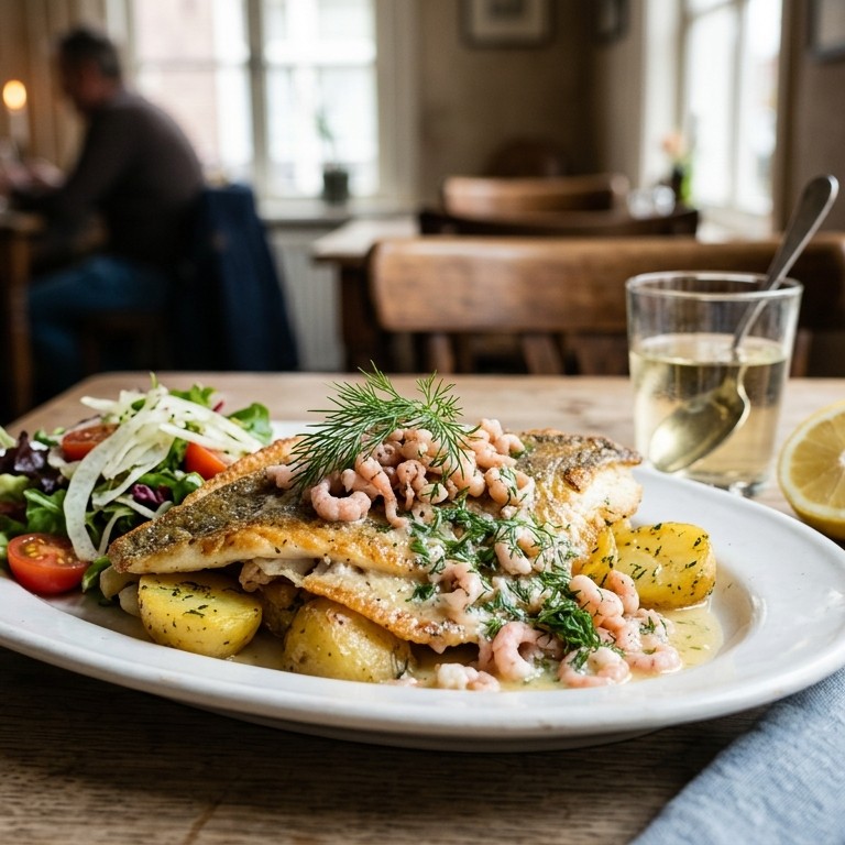 Gebakken scholfilet met hollandse garnalen recept