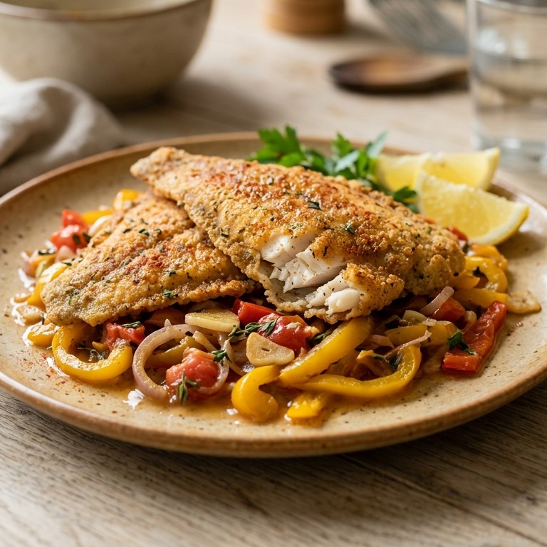 Gebakken scholfilet met paprika recept
