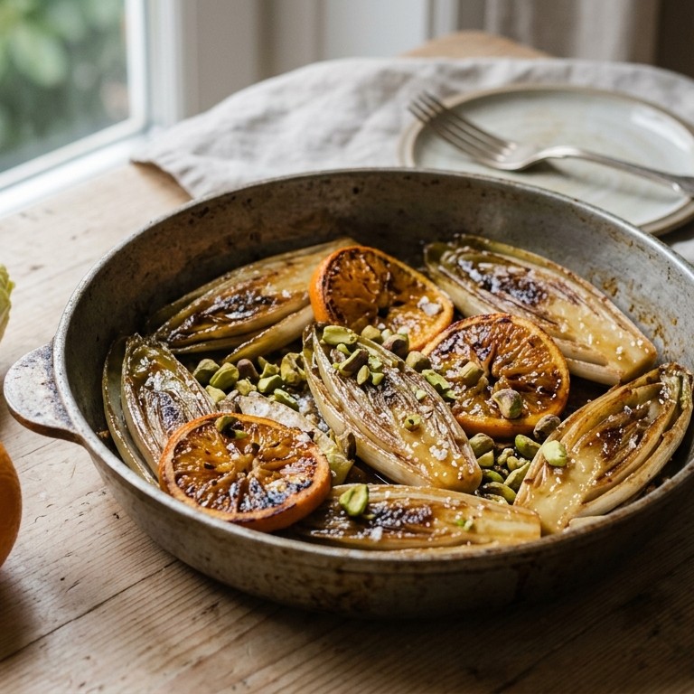 Gebakken sinaasappel met witlof recept