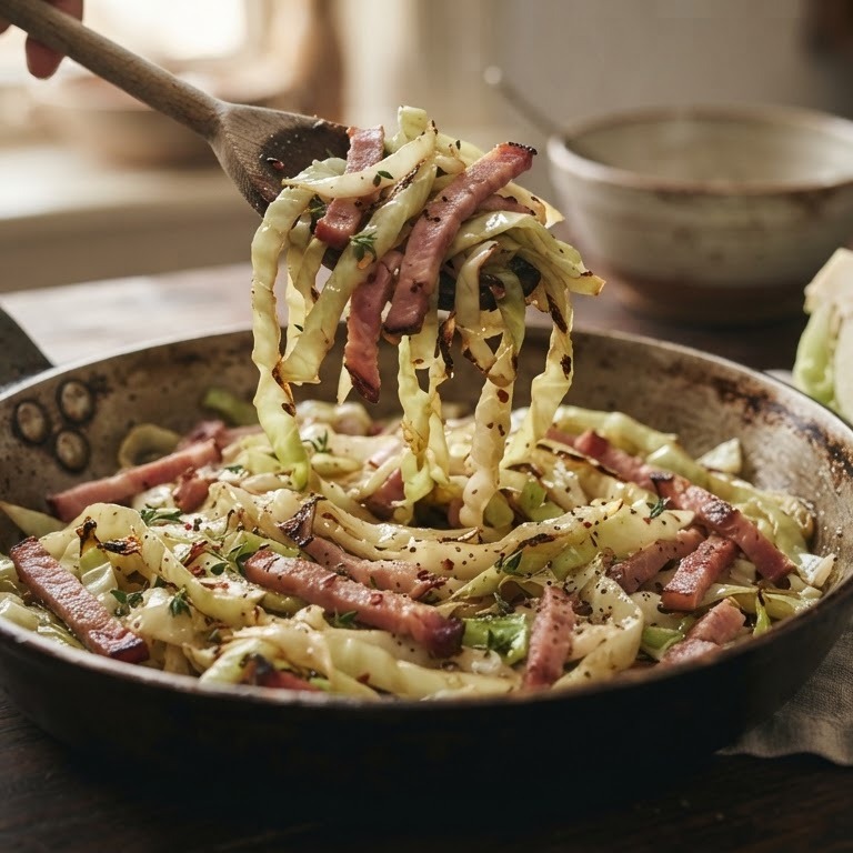 Gebakken spitskool met ham recept