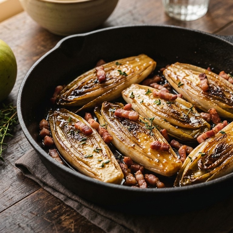 Gebakken witlof met spekreepjes recept