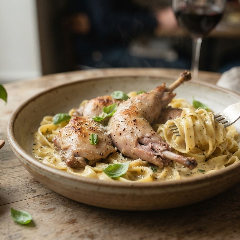 Gebraden Konijn op pasta recept