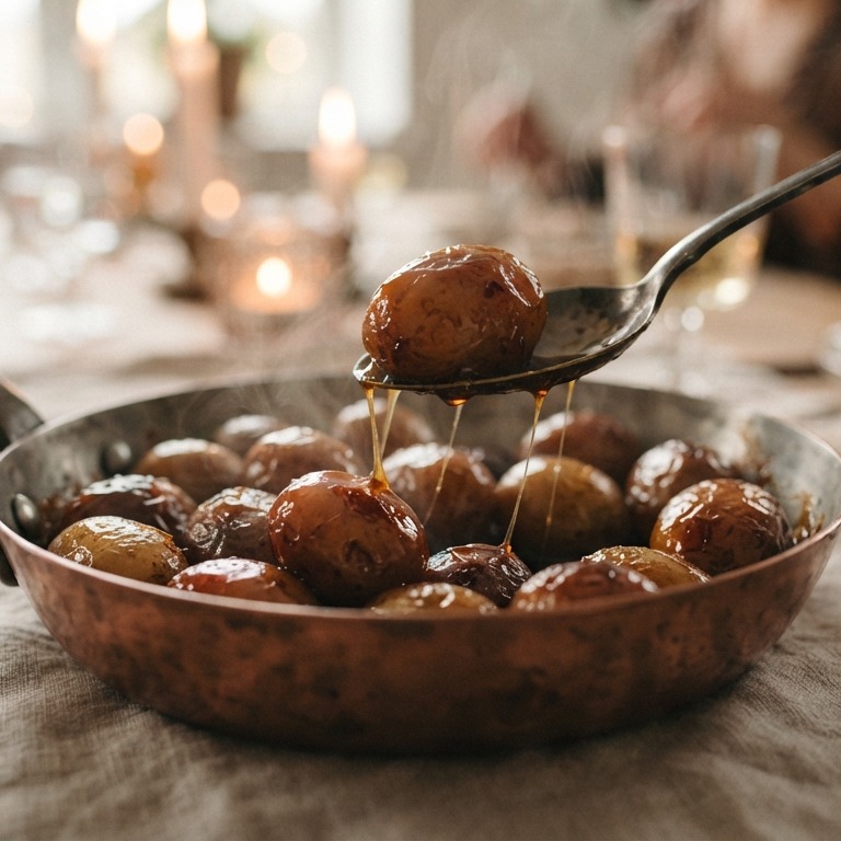 Gecarameliseerde aardappeltjes (Sukkerbrunede kartofler) recept