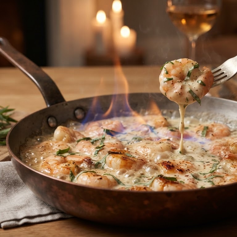 Geflambeerde scampi's recept