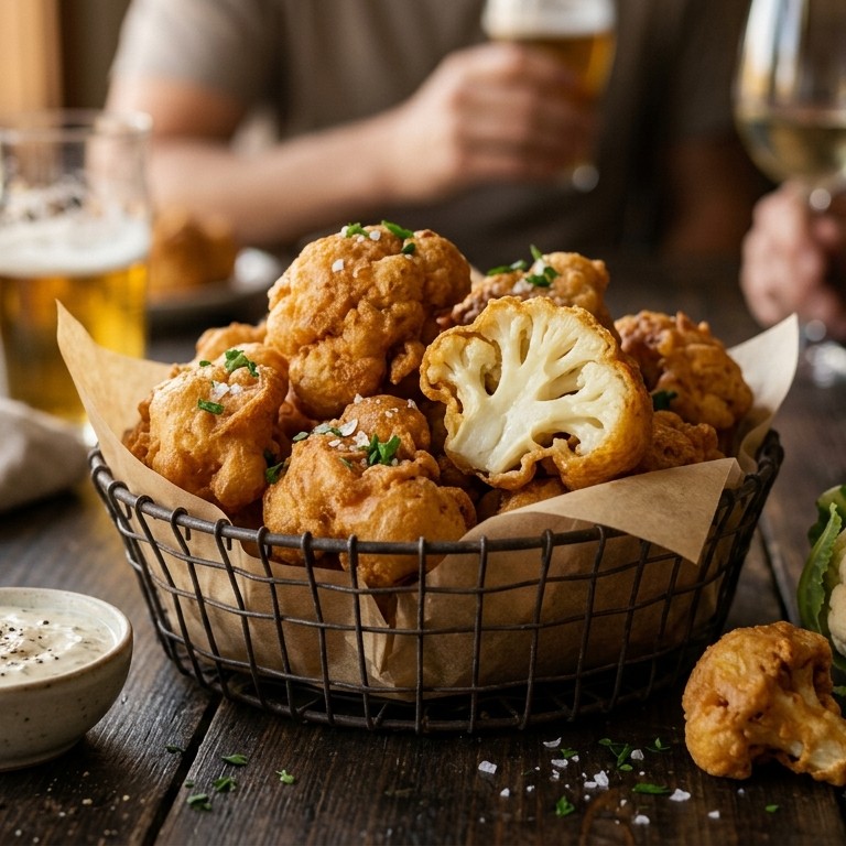 Gefrituurde bloemkool in bierbeslag recept