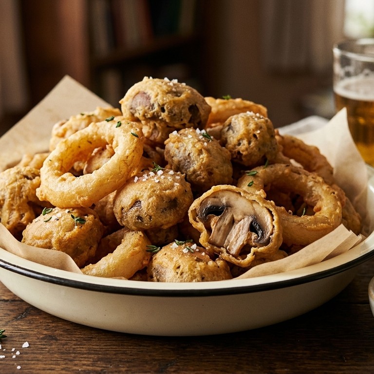 Gefrituurde champignons en uiringen recept