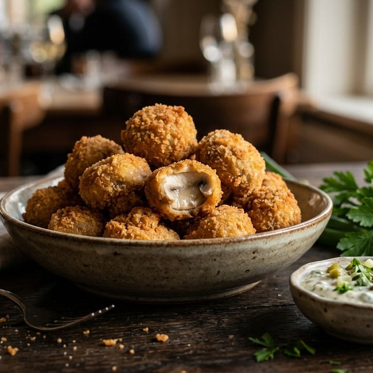 Gefrituurde champignons (met sausje) recept