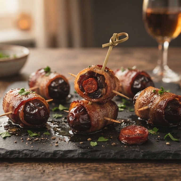 Gefrituurde dadels met chorizo en spek recept