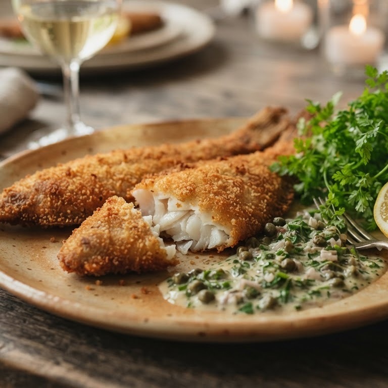 Gefrituurde sliptong met ravigottesaus recept
