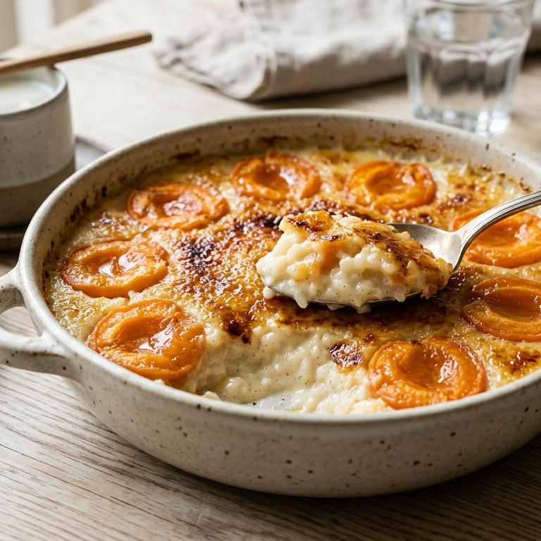 Gegratineerde abrikozenrijst recept