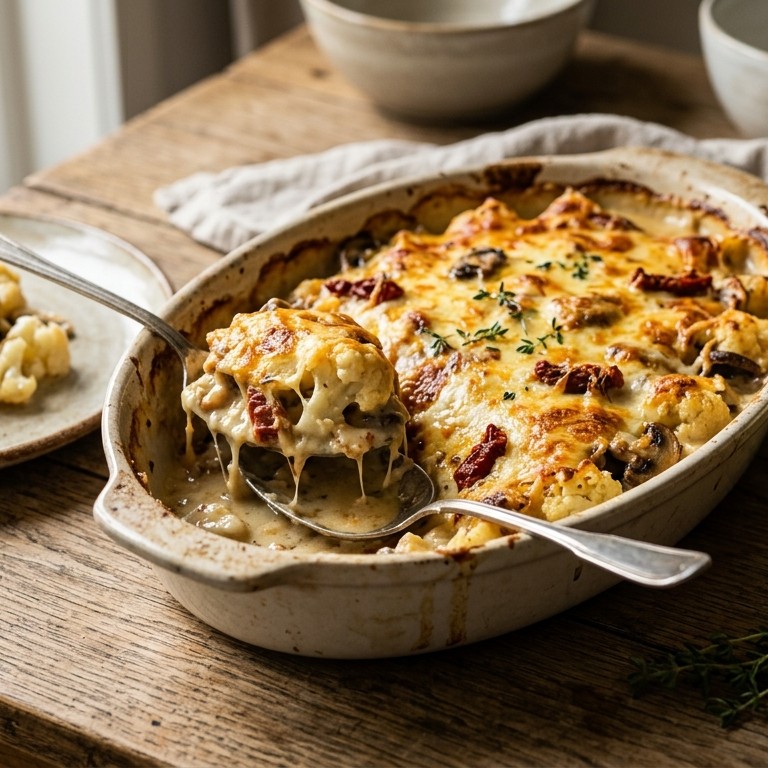 Gegratineerde bloemkool met champignons recept
