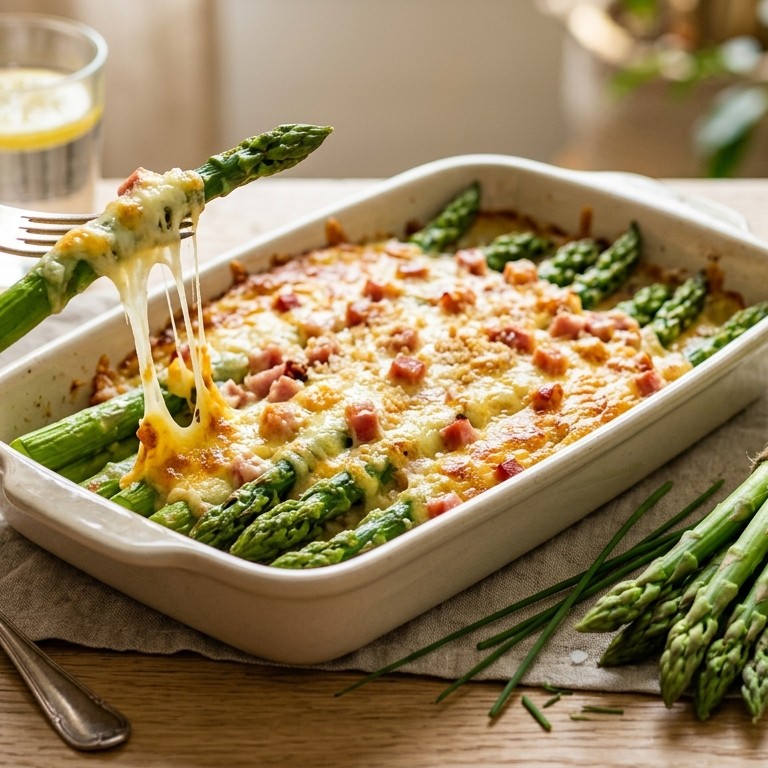 Gegratineerde groene asperges recept