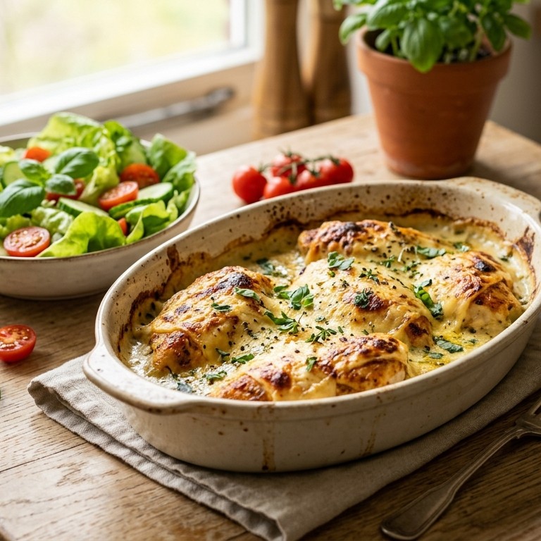 Gegratineerde kipfilet met kropsla recept