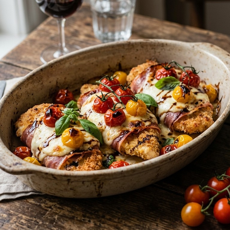 Gegratineerde kipschnitzel à la caprse recept