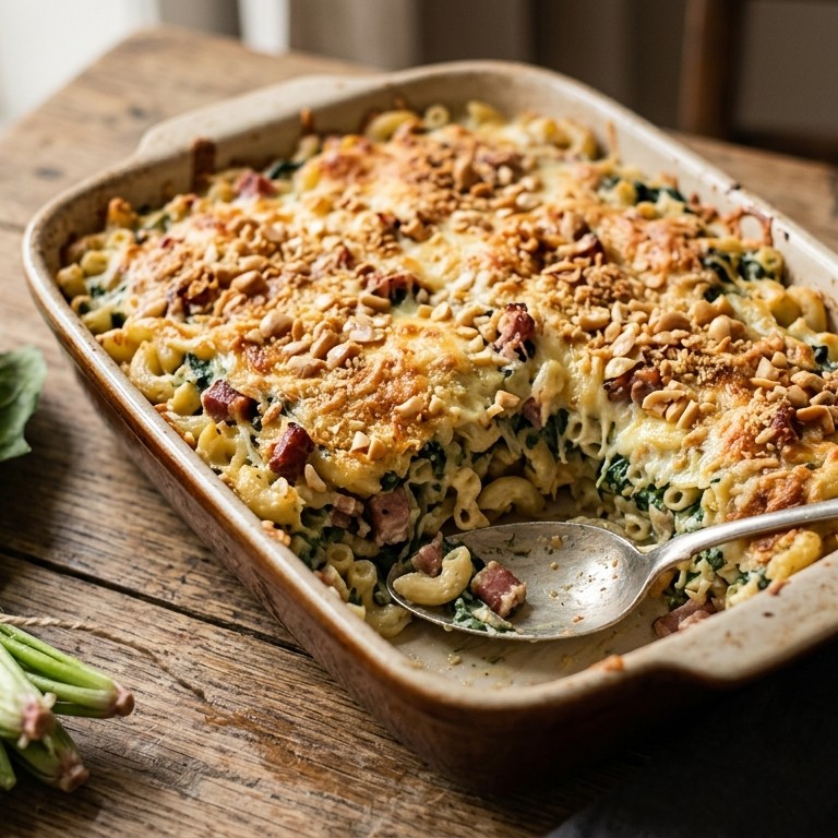 Gegratineerde macaroni met spinazie recept