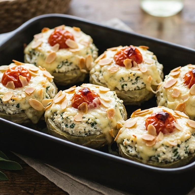 Gegratineerde met ricotta gevulde artisjokkenbodems recept