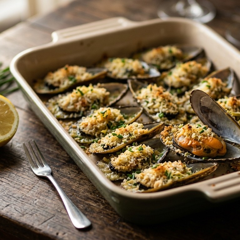 Gegratineerde mosselen en citroenbieslook recept