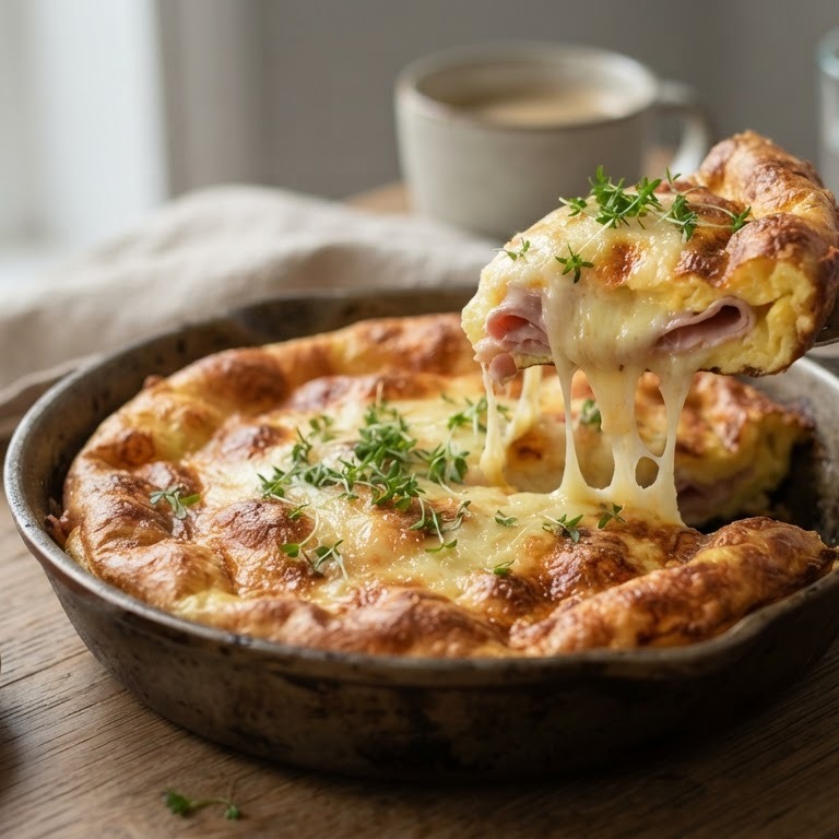 Gegratineerde omelet met ham en kaas recept