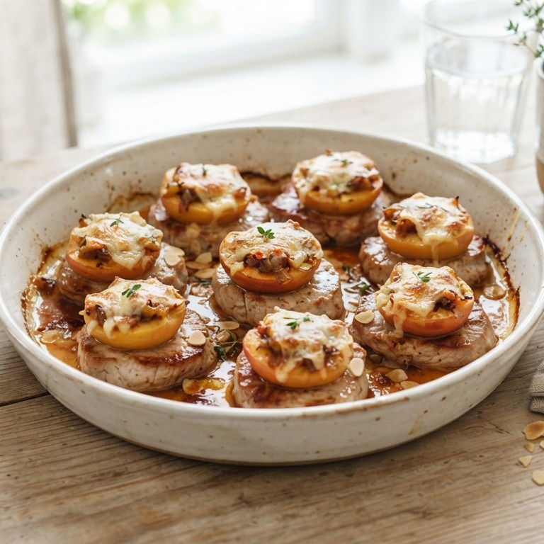 Gegratineerde varkensfilets met perziken recept