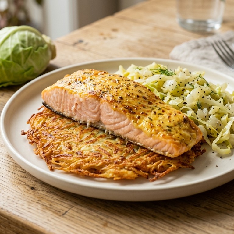 Gegratineerde zalm met rösti recept