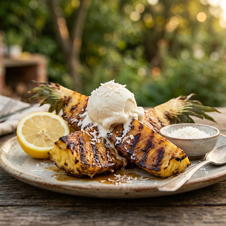 Gegrilde ananas met roomijs recept