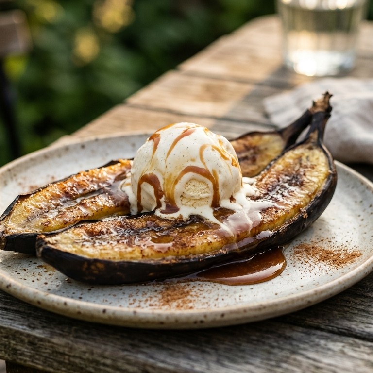 Gegrilde bananen met ahornsiroop recept