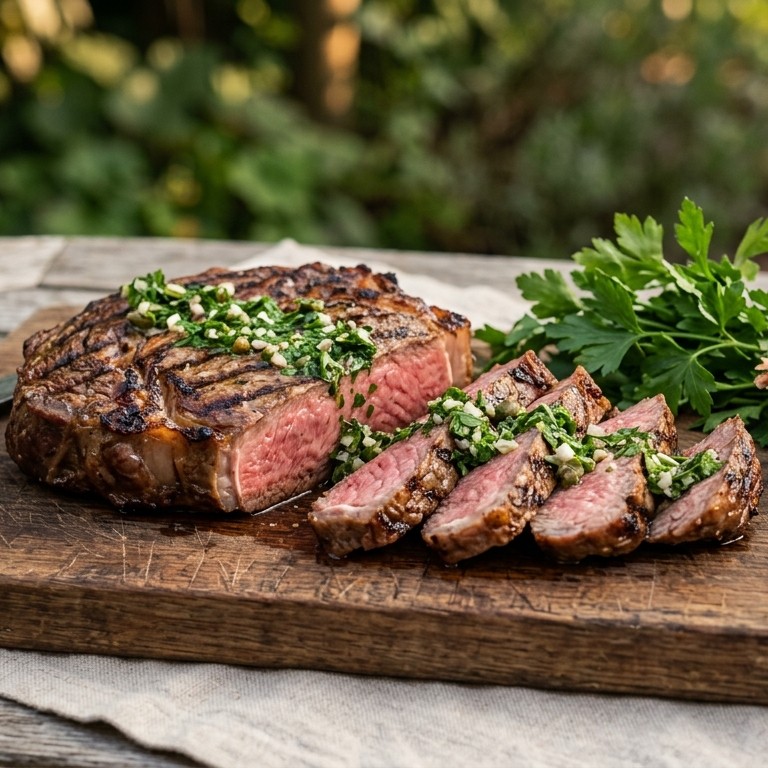 Gegrilde entrecote,salsa verde recept