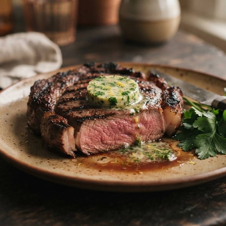 Gegrilde kalfs-entrecote met peterseliecitroenboter recept