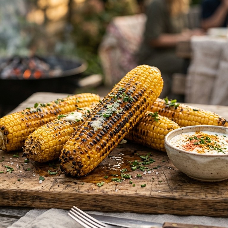 Gegrilde maiskolven met kruidensausje recept