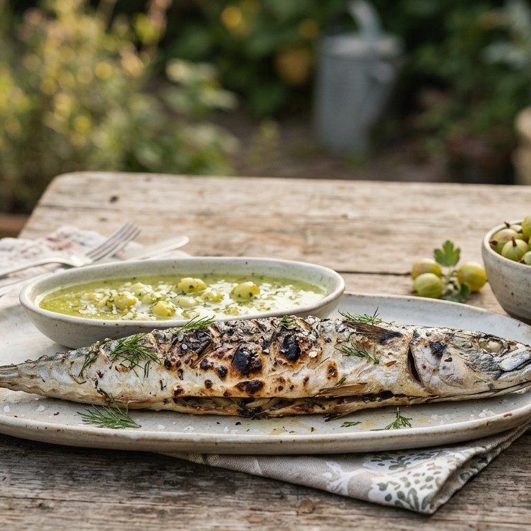 Gegrilde makreel met kruisbesensaus recept