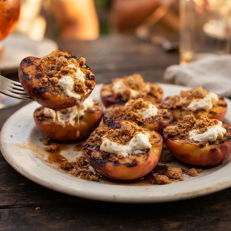 Gegrilde perziken met roomkaas recept