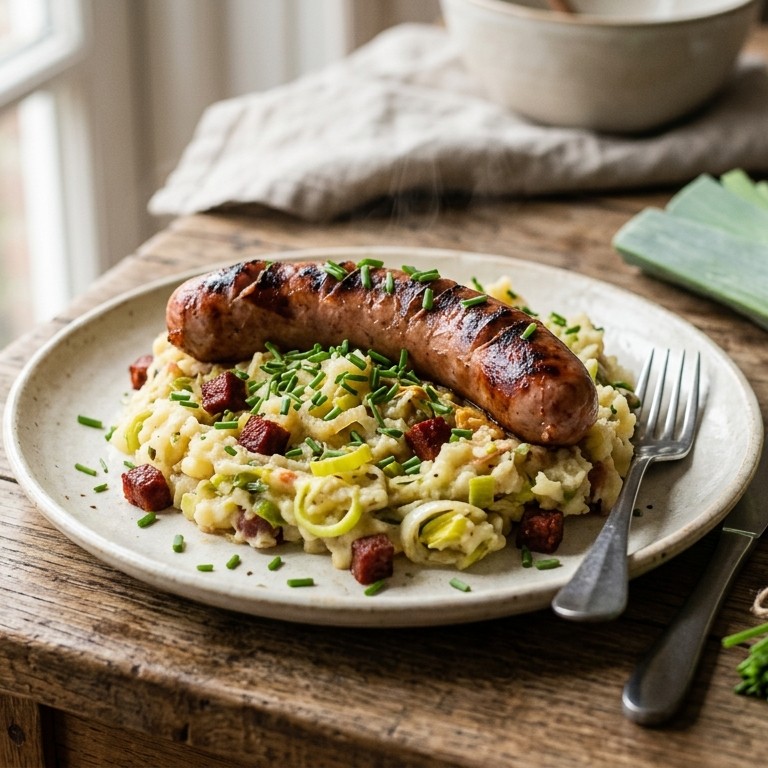 Gegrilde rookworst met preichorizo stamppot recept