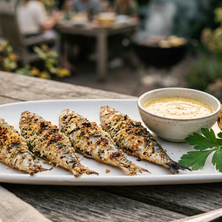Gegrilde sardientjes met mosterdsaus recept