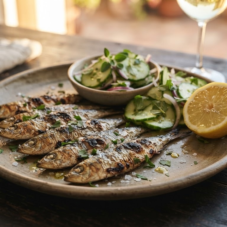 Gegrilde sardines met komkommer recept