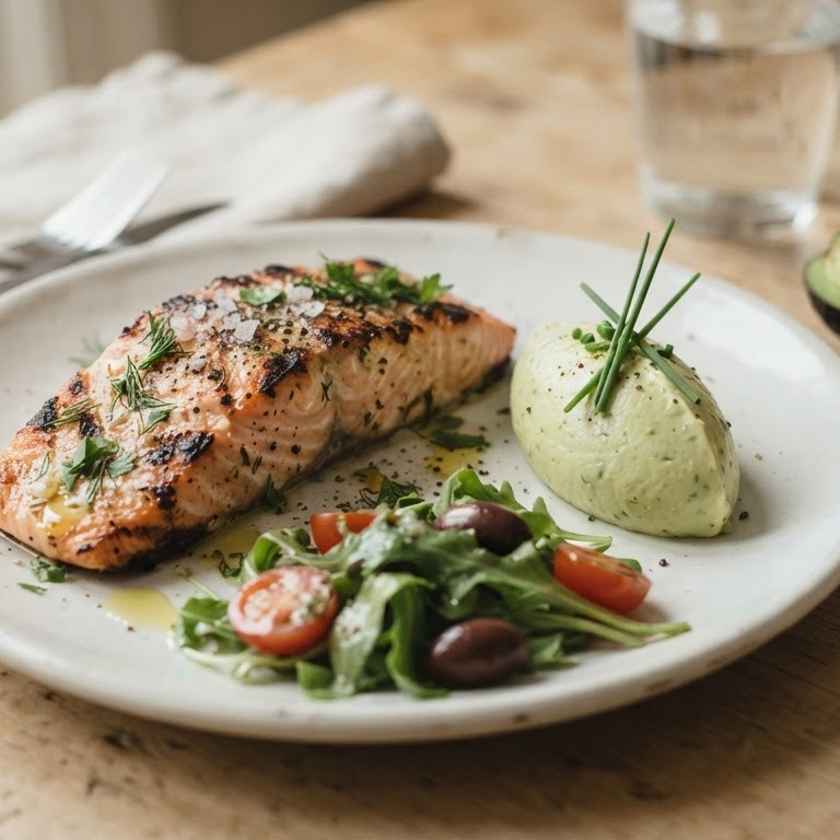 Gegrilde zalm met avocadomousse recept