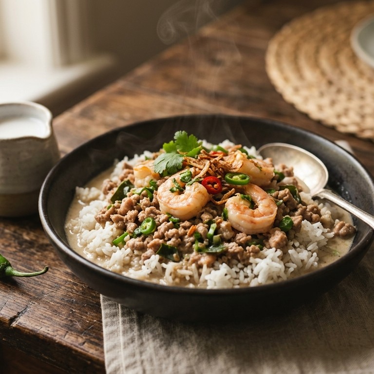Gehakt met garnalen en rijst recept