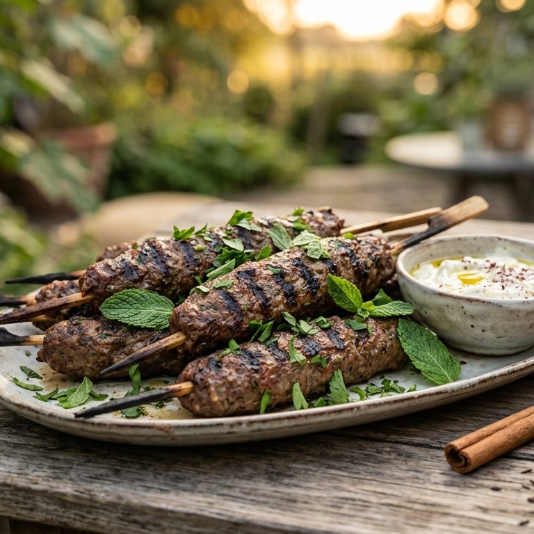 Gehakt-muntspiesjes met knoflooksaus recept